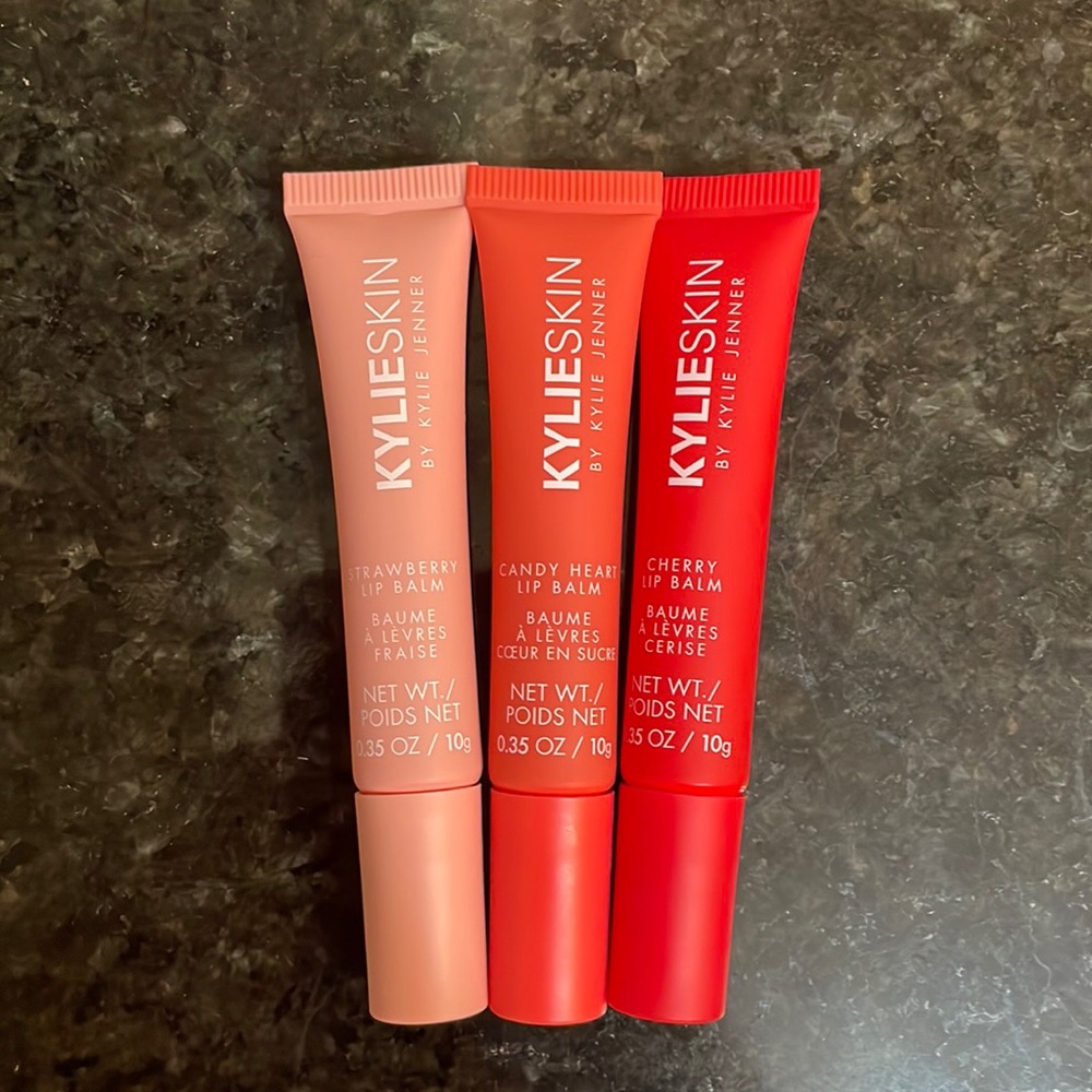 Kylie Cosmetics (Kylie Skin) Lip Balm Set - Strawberry, Candy Heart, Cherry
